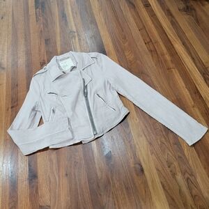 Free People Motto Biker Zip Front Linen Blend Jacket Size 4